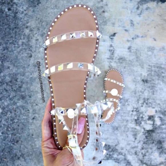 Shoes - Clear Studded Sandal